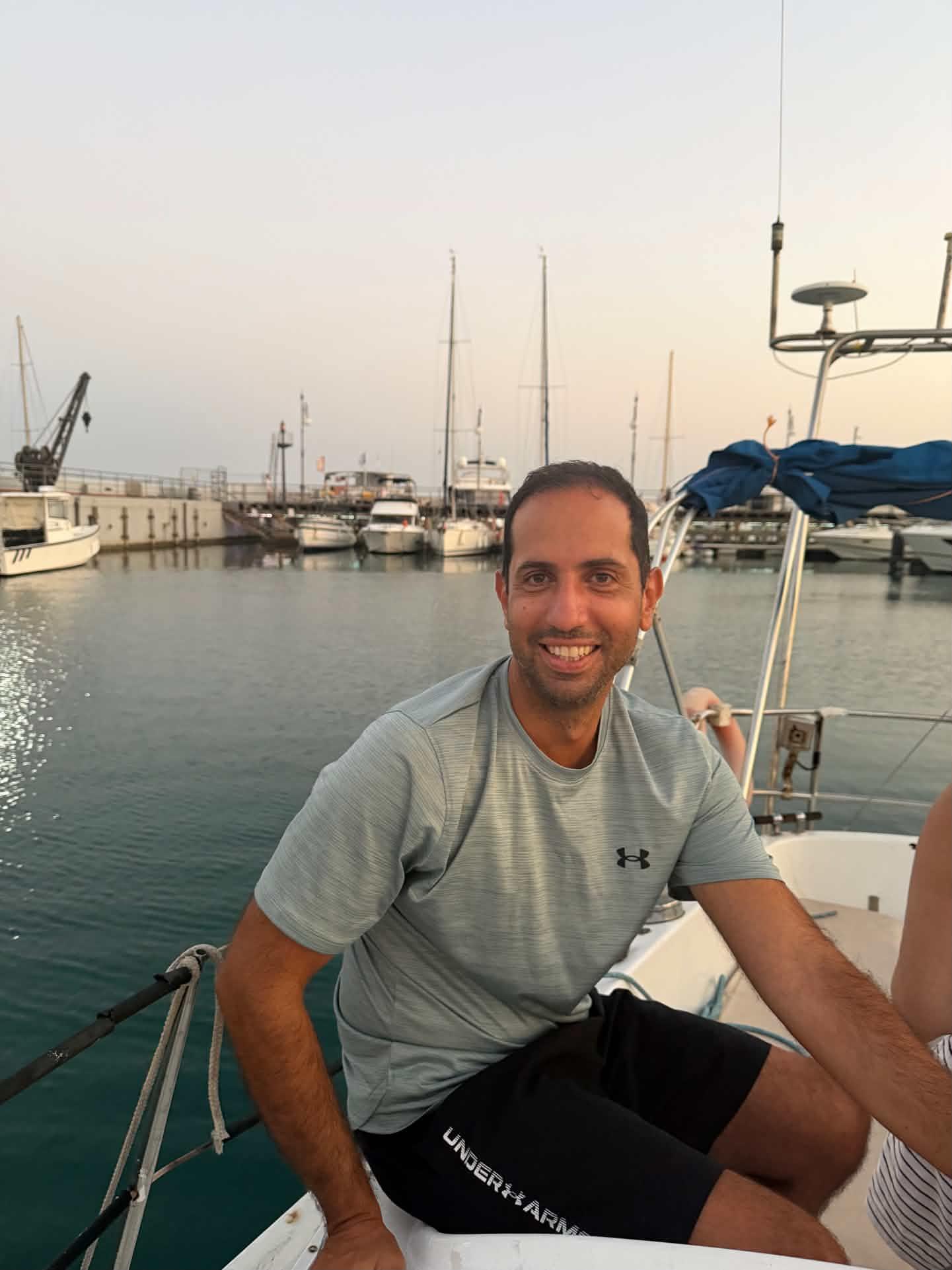 Andreas Andreou on a sailing boat